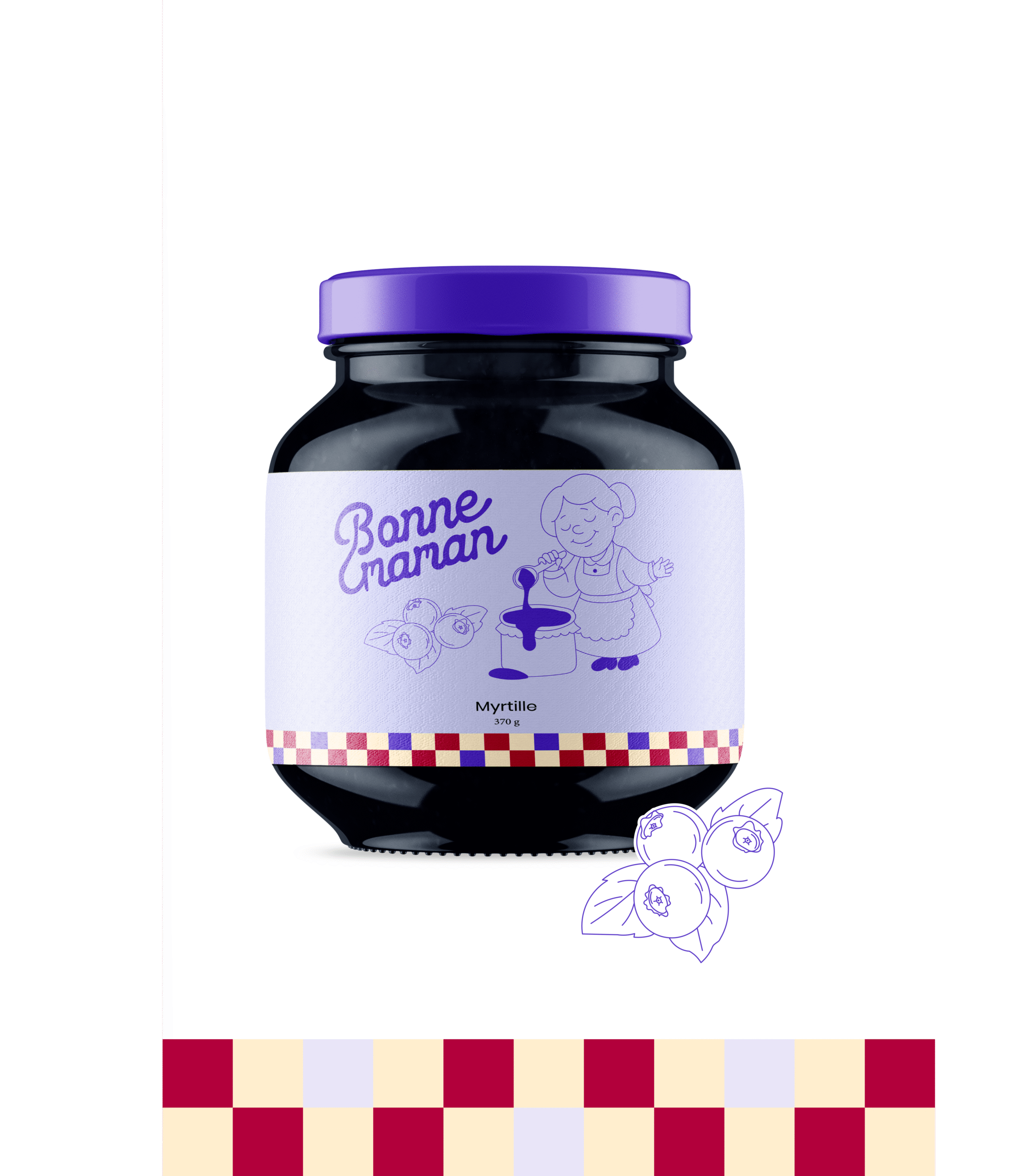 Packaging design for Bonne maman jam brand French patisserie branding