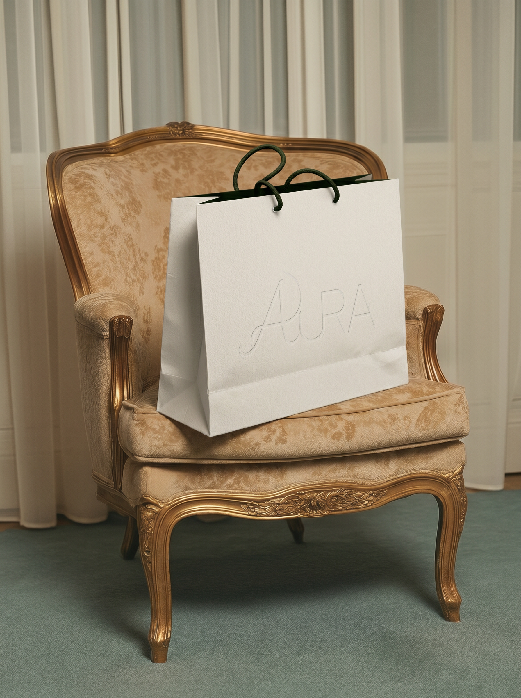 AI product photography luxury packaging design for AURA multi-brand handbags brand